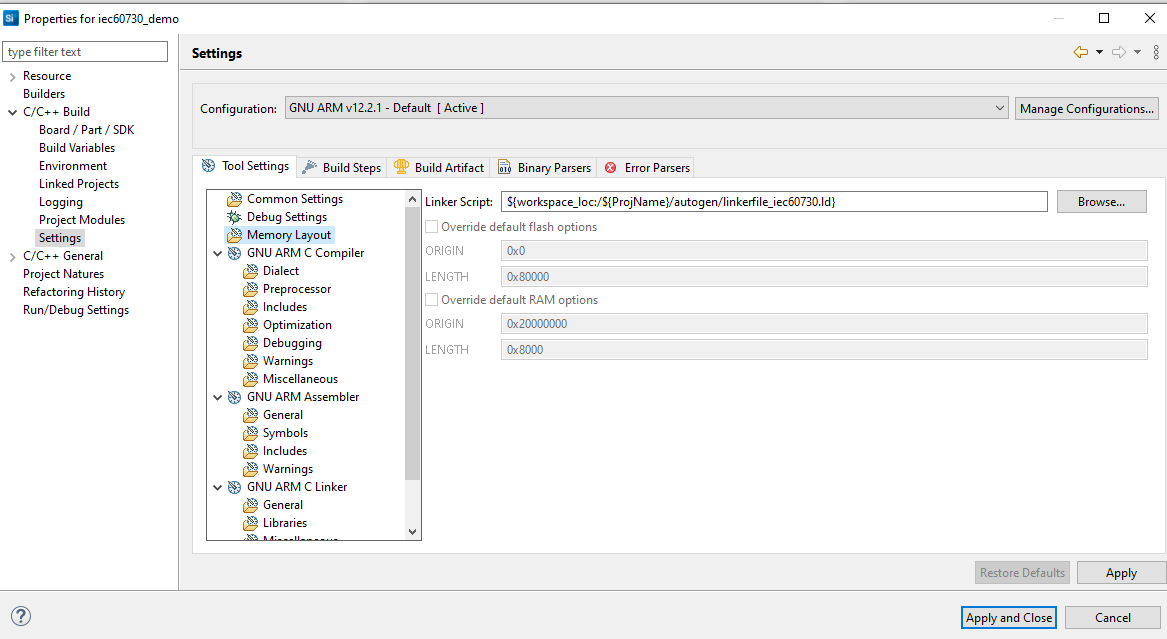 Figure 11 Edit the Linker Script Path