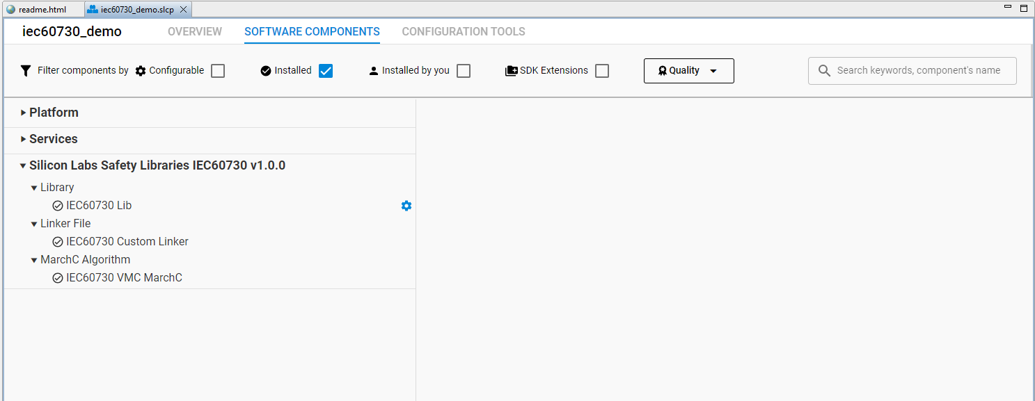 Figure 16 Components support library IEC60730