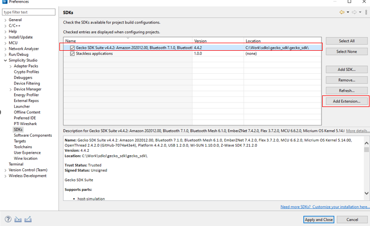 Figure 1 Adding Extension to SDK