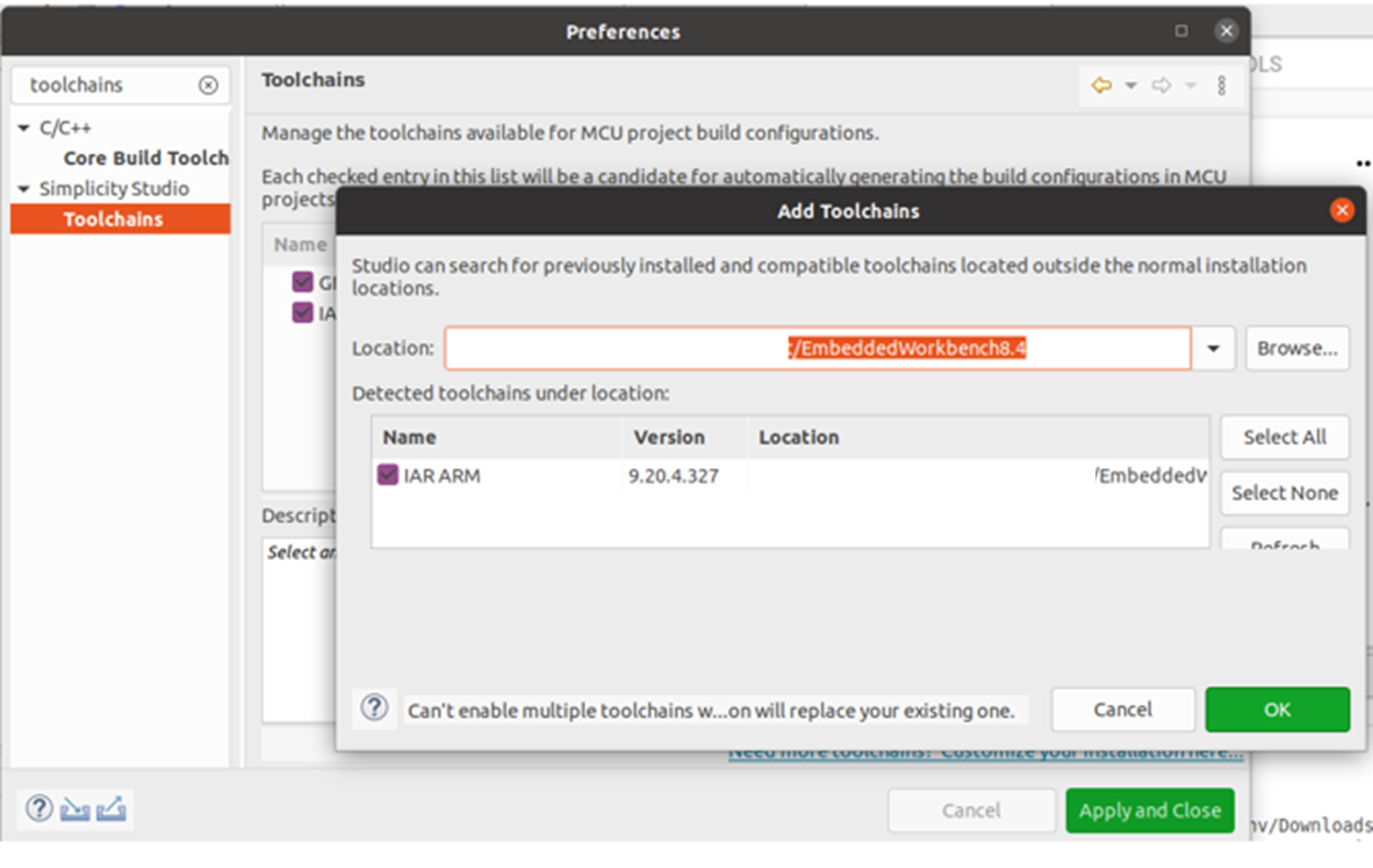 Figure 5 Add toolchains