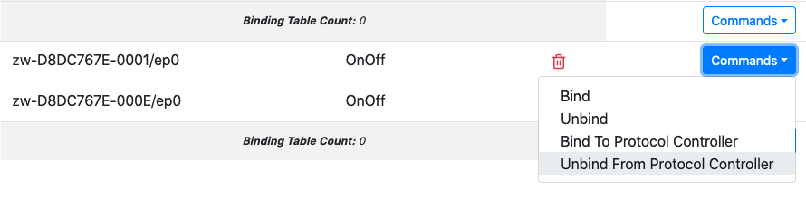 Dev GUI Binding commands