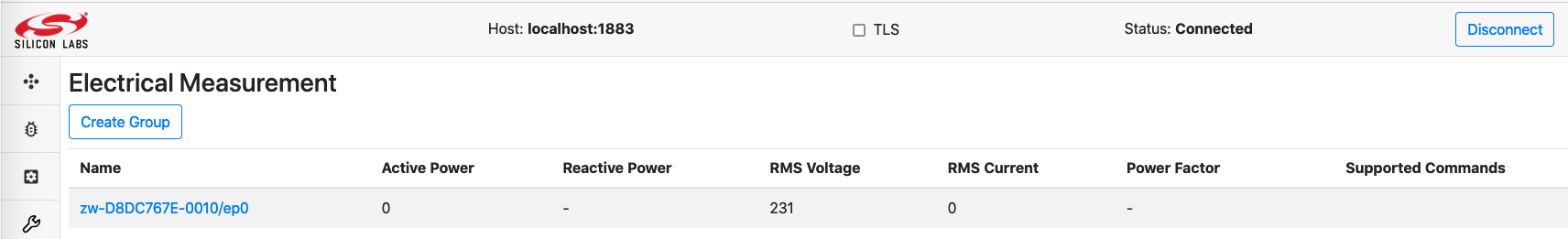 Dev GUI Electrical Measurement Node State