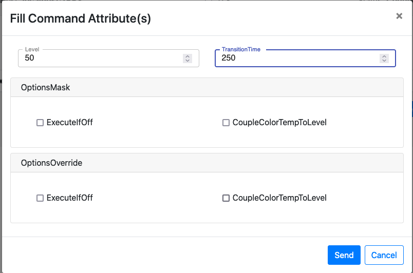 Dev GUI level send a Set Command