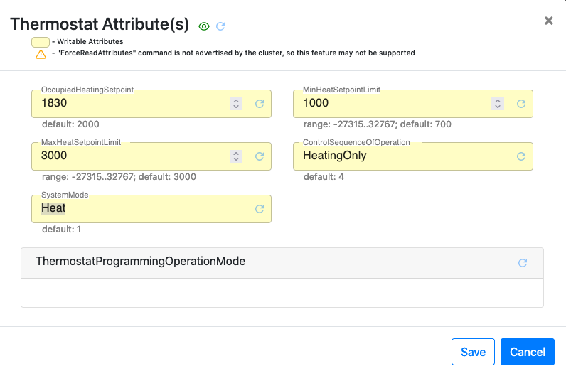 Thermostat Set attributes